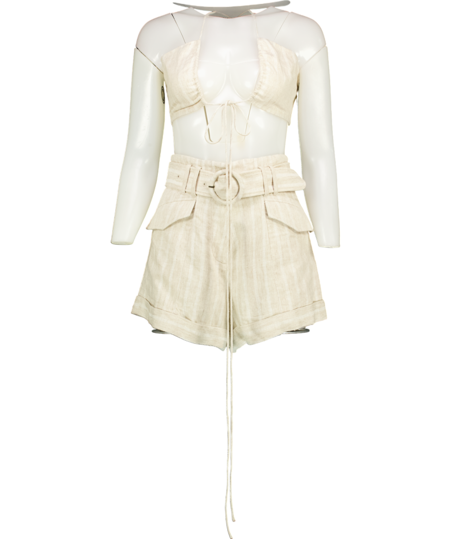Significant Other Beige Linen Top And Shorts Co-ord UK 4