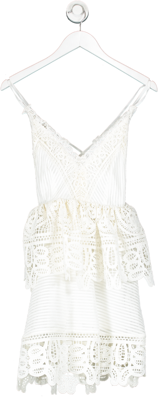 Caris Closet White Strappy Lace Detailed Dress UK 8