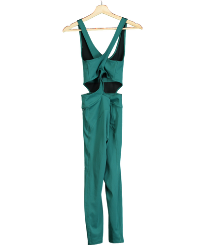 Free People Green Movement Cut Side Cross Strap Activewear Jumpsuit UK S