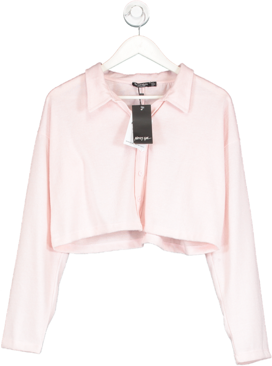 Nasty Gal Pink Button Up Soft Cropped Shirt UK 6