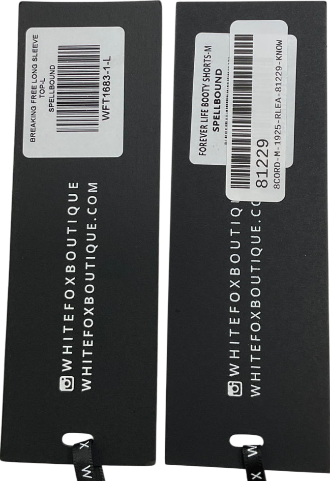 White Fox Pink Breaking Free Long Sleeve Top & Foever Life Booty Shorts UK L