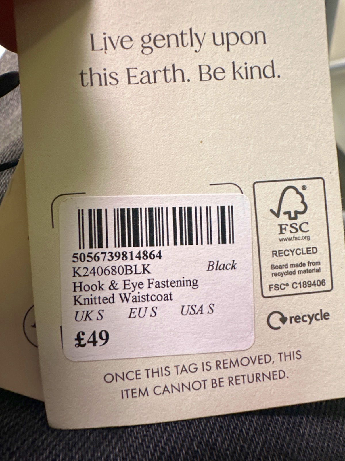 Nobody's Child Black Knitted Waistcoat UK S