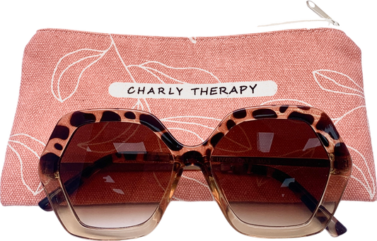 Charly Therapy Brown Big Hexagonal Sunglasses One Size
