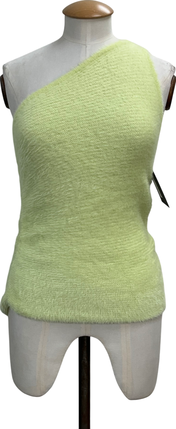 Anthropologie Green Fuzzy Knit Asymmetric Top Lime UK S