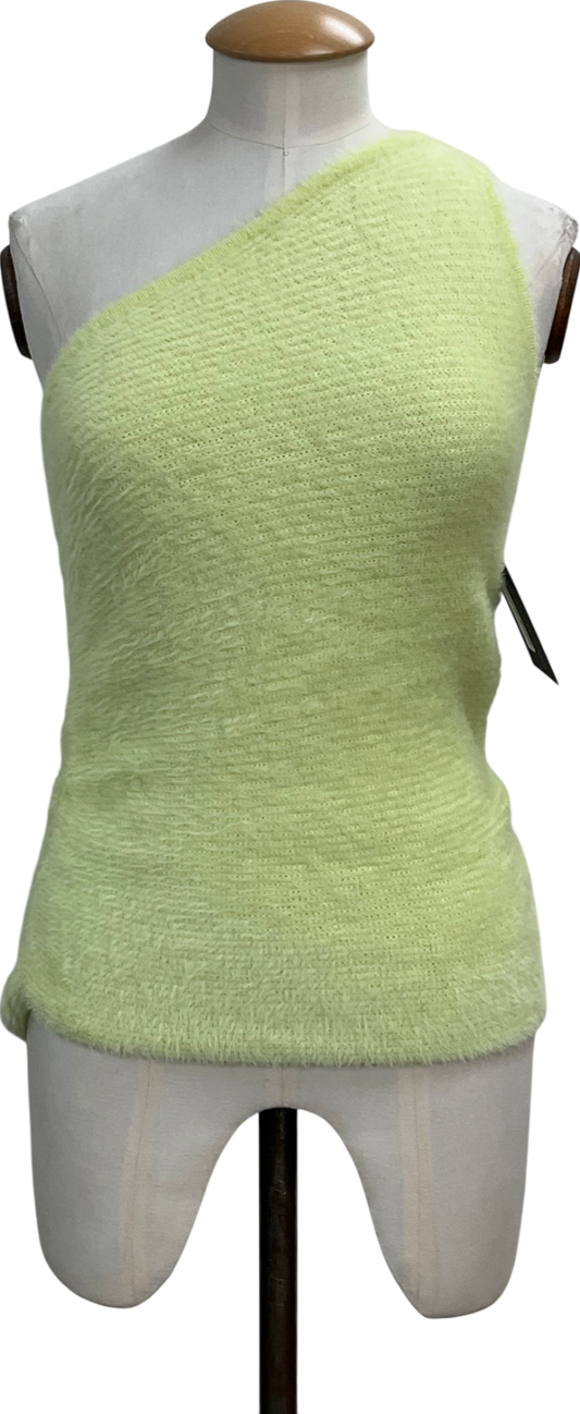 Anthropologie Green Fuzzy Knit Asymmetric Top Lime UK S