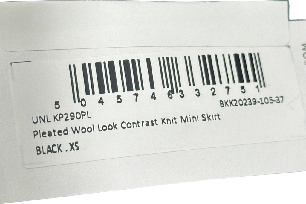 Karen Millen Black Pleated Wool Look Contrast Knit Mini Skirt XS