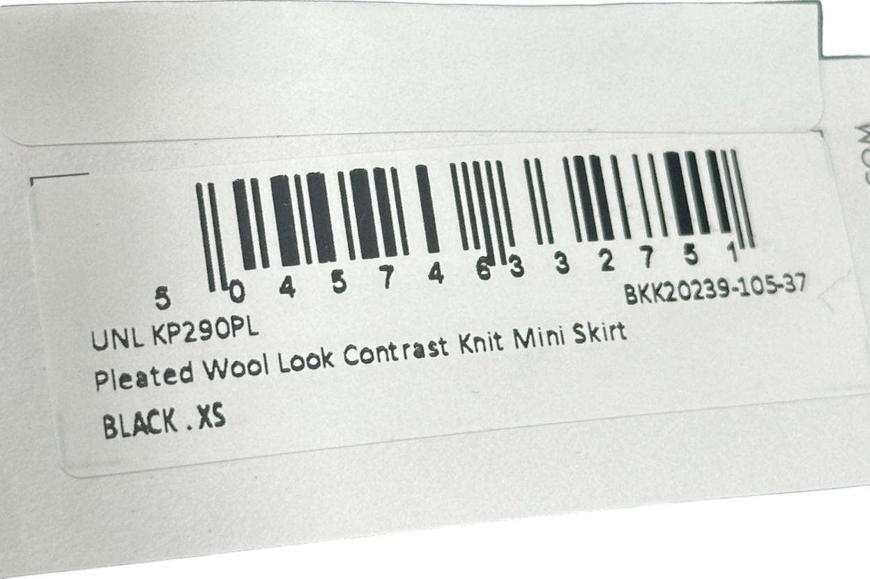 Karen Millen Black Pleated Wool Look Contrast Knit Mini Skirt XS