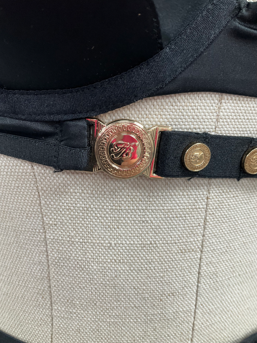 Honey Birdette Black Satin Push Up Bra And Suspender Set UK 32D