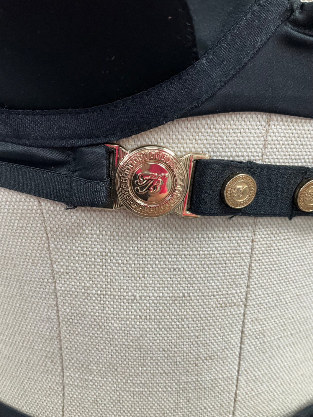 Honey Birdette Black Satin Push Up Bra And Suspender Set UK 32D