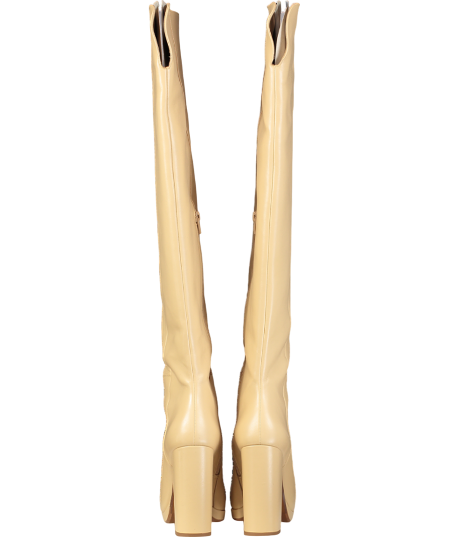 Sezane Beige Editions Thigh High Heeled Boots UK 6 EU 39 👠