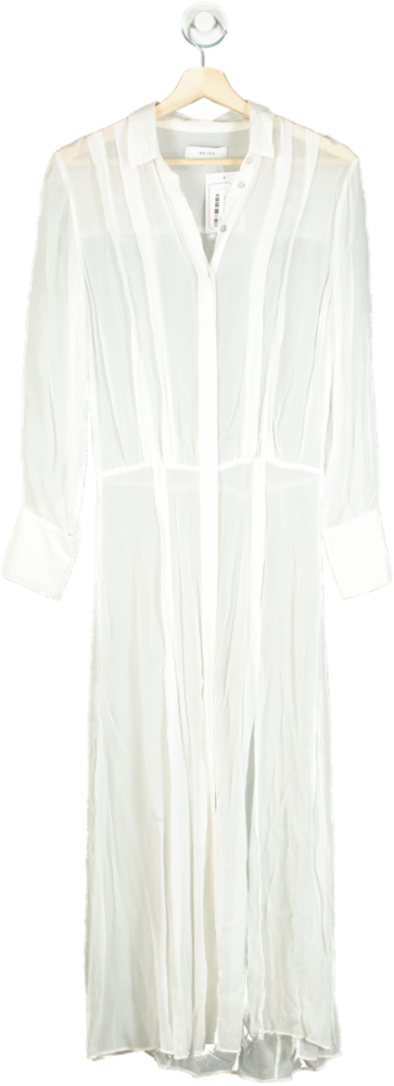 Reiss White Long Sleeve Shirt Dress UK 4