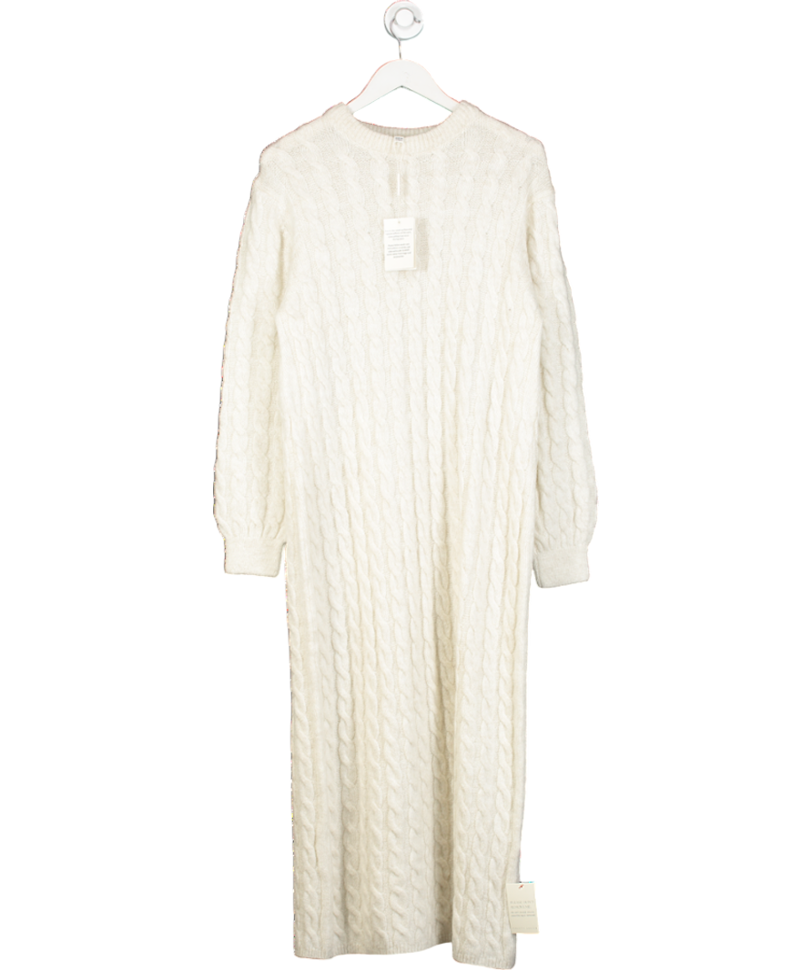 PRETTY LAVISH Cream Elisha Cable Knit Maxi Dress UK S