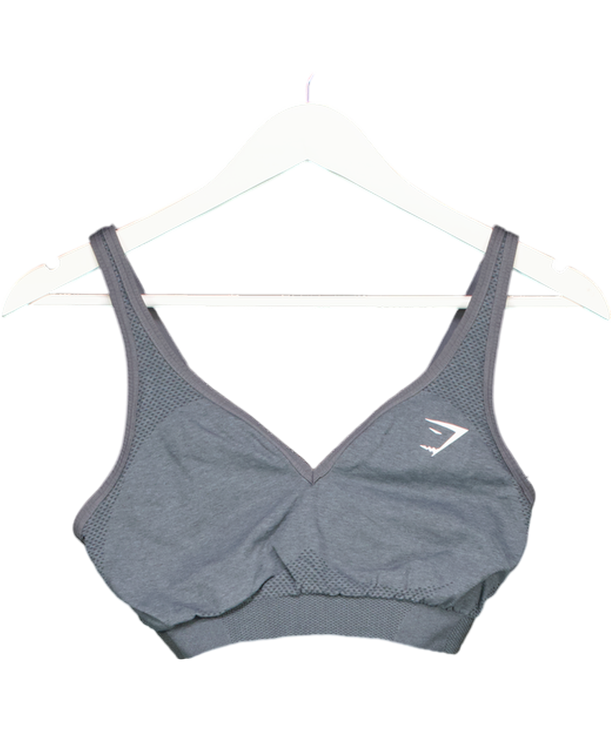 gymshark Grey Vital Seamless V Neck Sports Bra UK L
