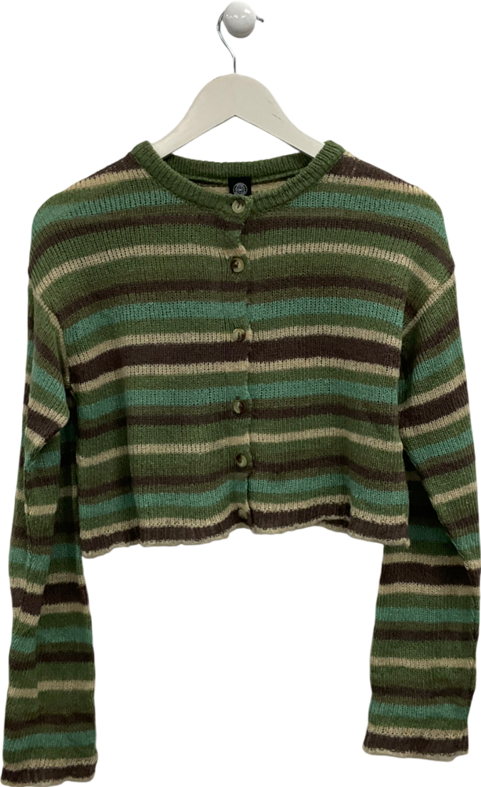 Urban Outfitters Green Crew Neck Striped Cardigan UK S