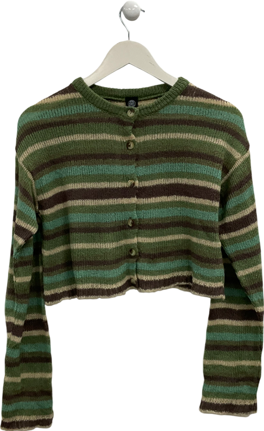 Urban Outfitters Green Crew Neck Striped Cardigan UK S