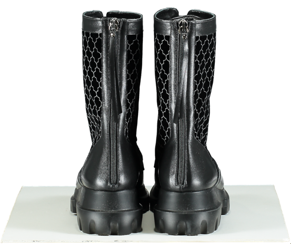 Aimée Ann Lou Black Leather Azima Combat Boots UK 6