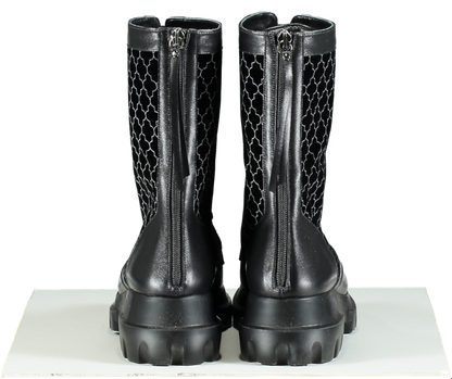 Aimée Ann Lou Black Leather Azima Combat Boots UK 6