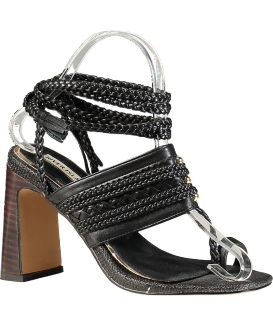 River Island Black Strappy Block Heels UK 3 EU 36 👠