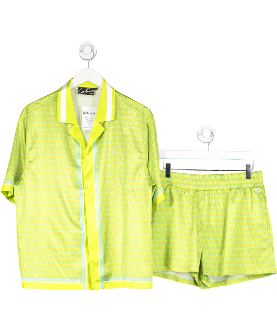 The Couture Club Green Eblem Printed Resort Shirt Uk 10 And Shorts UK 12