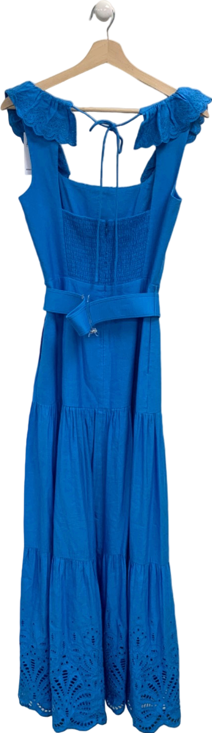 Rebecca Vallance Blue Ruffled Sleeveless Dress UK 8
