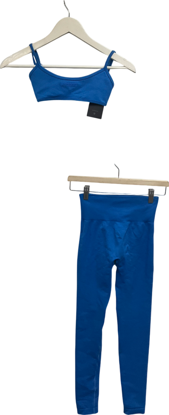 Bo + Tee Blue Seamless Leggings Uk Xs And Micro Crop Top UK XXS