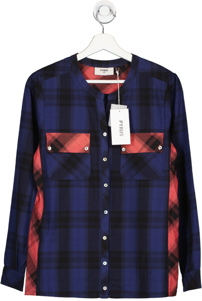 Pyrus Blue 100% Cotton Checkered Shirt BNWT UK XS