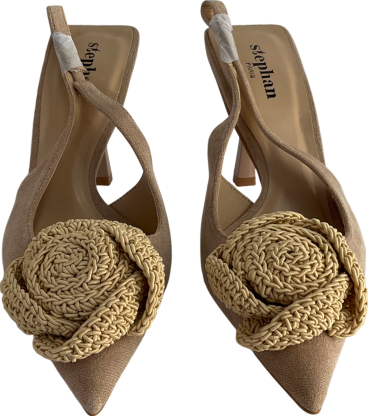 Stephan paris Beige Escarpins Slingback Raphia Taupe UK 5 EU 38 👠