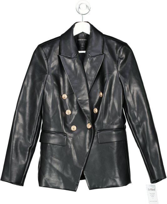 FOREVER NEW Black Tiana Vegan Leather Blazer UK 10