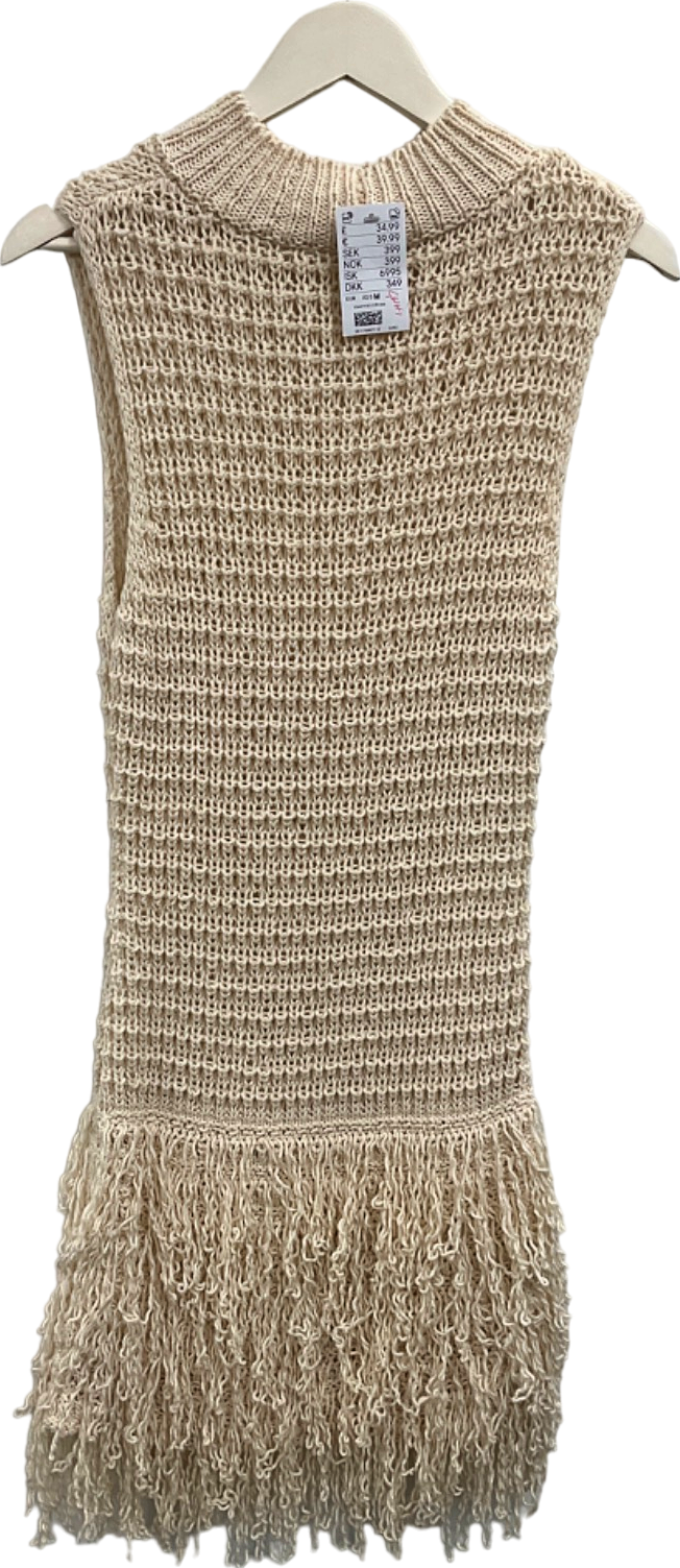 H&M Beige Knitted Fringe Dress UK M