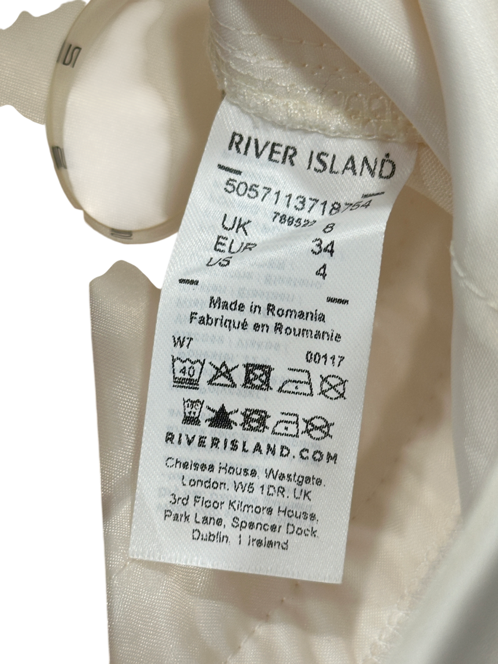 River Island Cream Pocket Detail Trouser UK 8