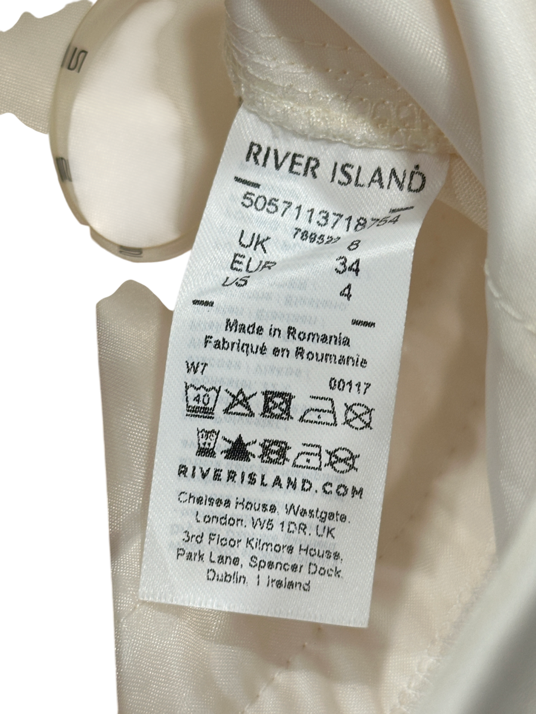 River Island Cream Pocket Detail Trouser UK 8