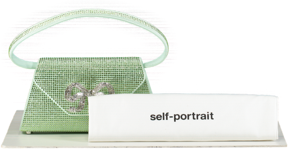 Self-Portrait Green Crystal Embellished Bow Mini Shoulder Bag
