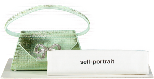 Self-Portrait Green Crystal Embellished Bow Mini Shoulder Bag