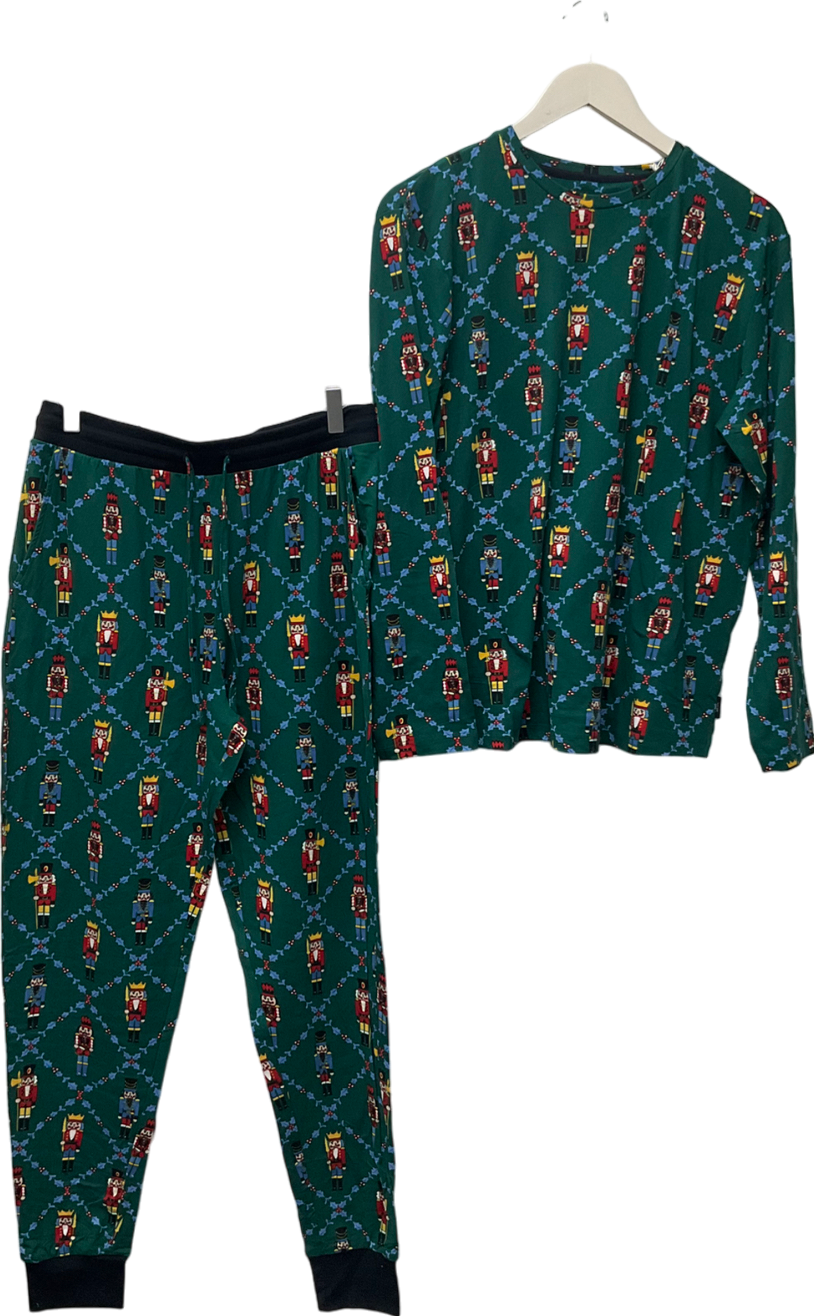 Chelsea Peers Green Nutcracker Print Long Pyjamas Set, Teal 12 Years