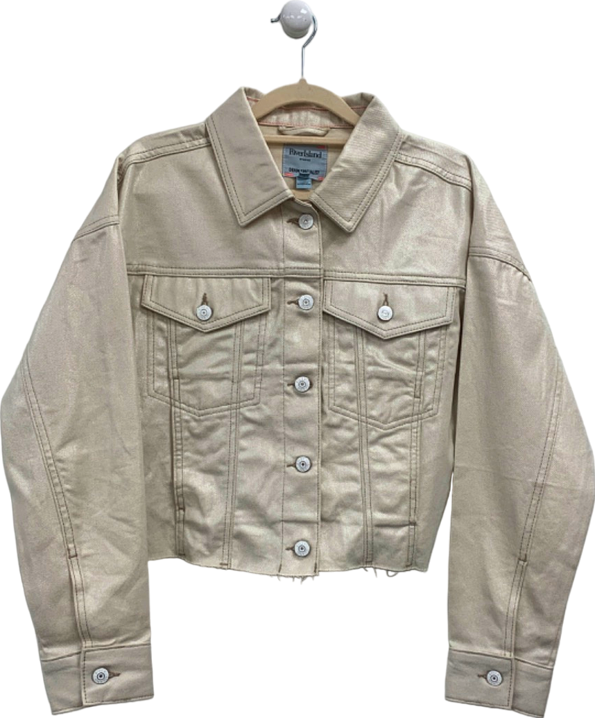 River Island Beige Denim Specialist Jacket UK XS