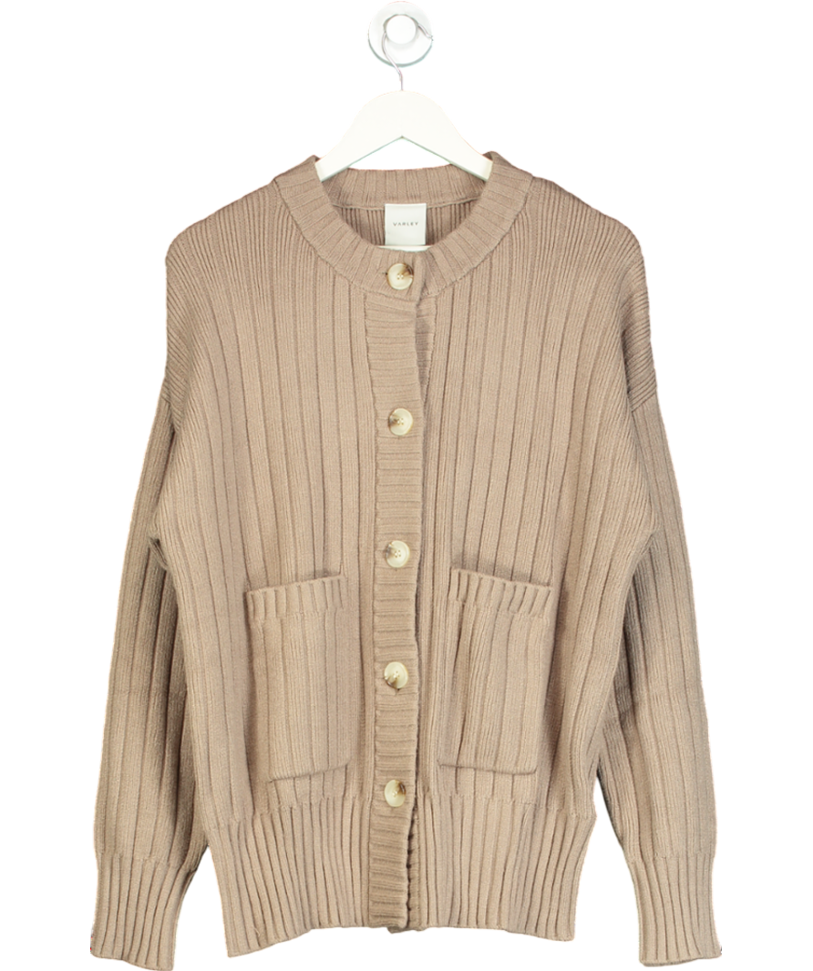 Varley Brown Pensdale Ribbed-knit Cardigan UK M