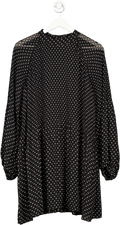 Kitri Black / White Spot Pleated Mini Dress UK S