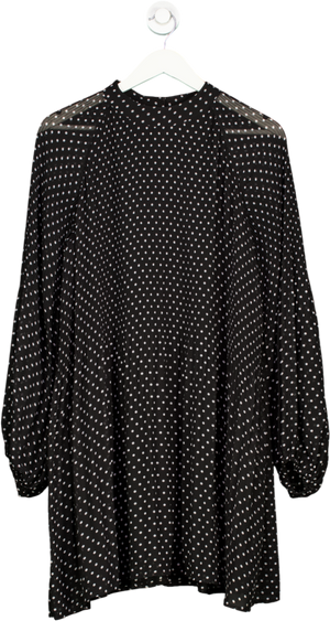 Kitri Black / White Spot Pleated Mini Dress UK S