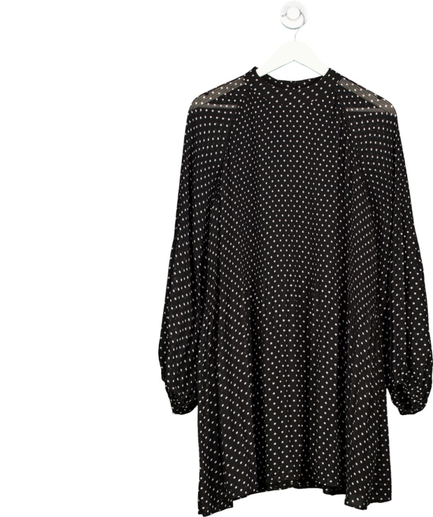 Kitri Black / White Spot Pleated Mini Dress UK S