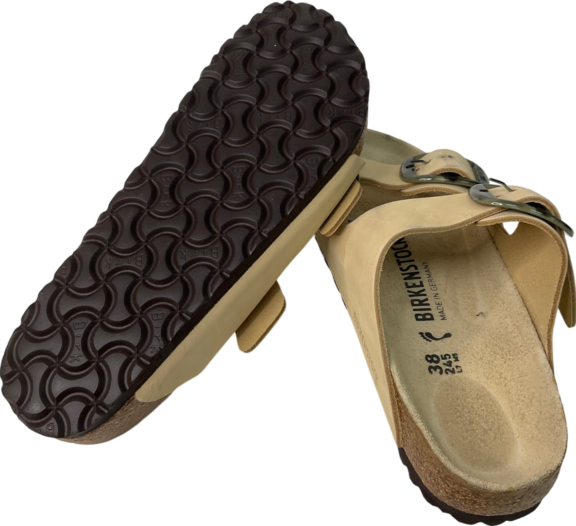 Birkenstock Brown Arizona Big Buckle Sandals Cream Tortoiseshell UK 5 EU 38 👠