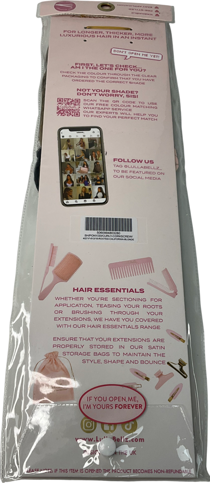 LullaBellz Beige Midi Grande 20" Curly Corkscrew Pony One Size