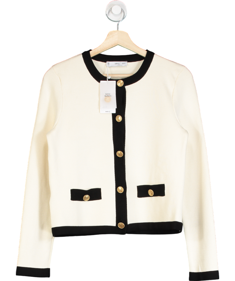 MANGO Cream Knitted Jacket Pia UK S