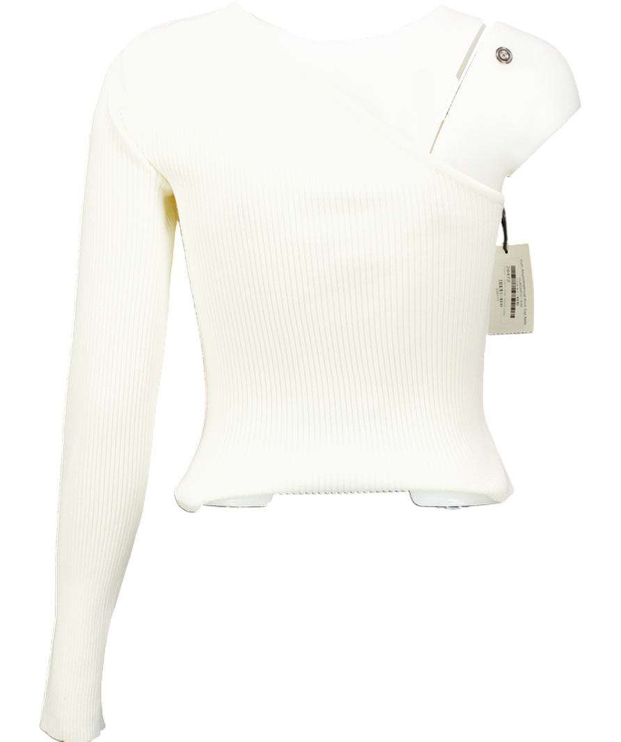 Marcela Cream Suri Asymmetrical One Shoulder Knit Top UK S/M