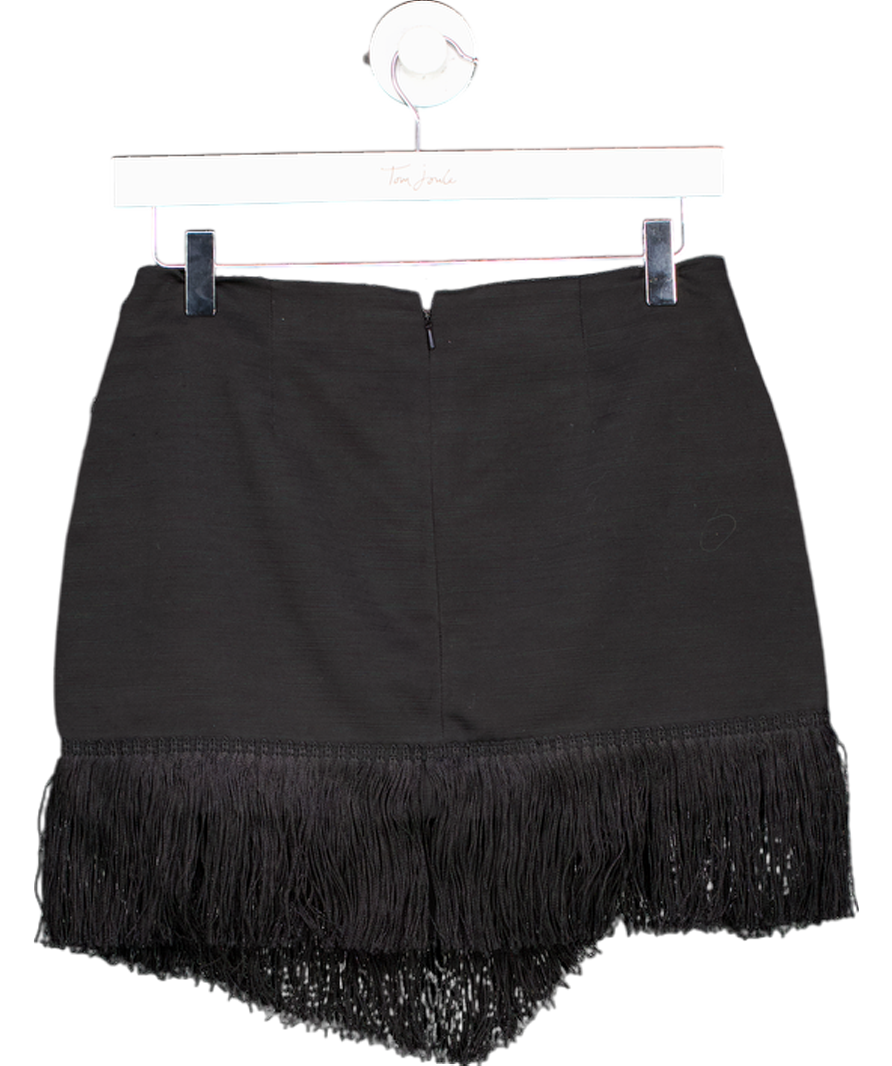 Topshop Black Fringe Detail Mini Skirt UK 8