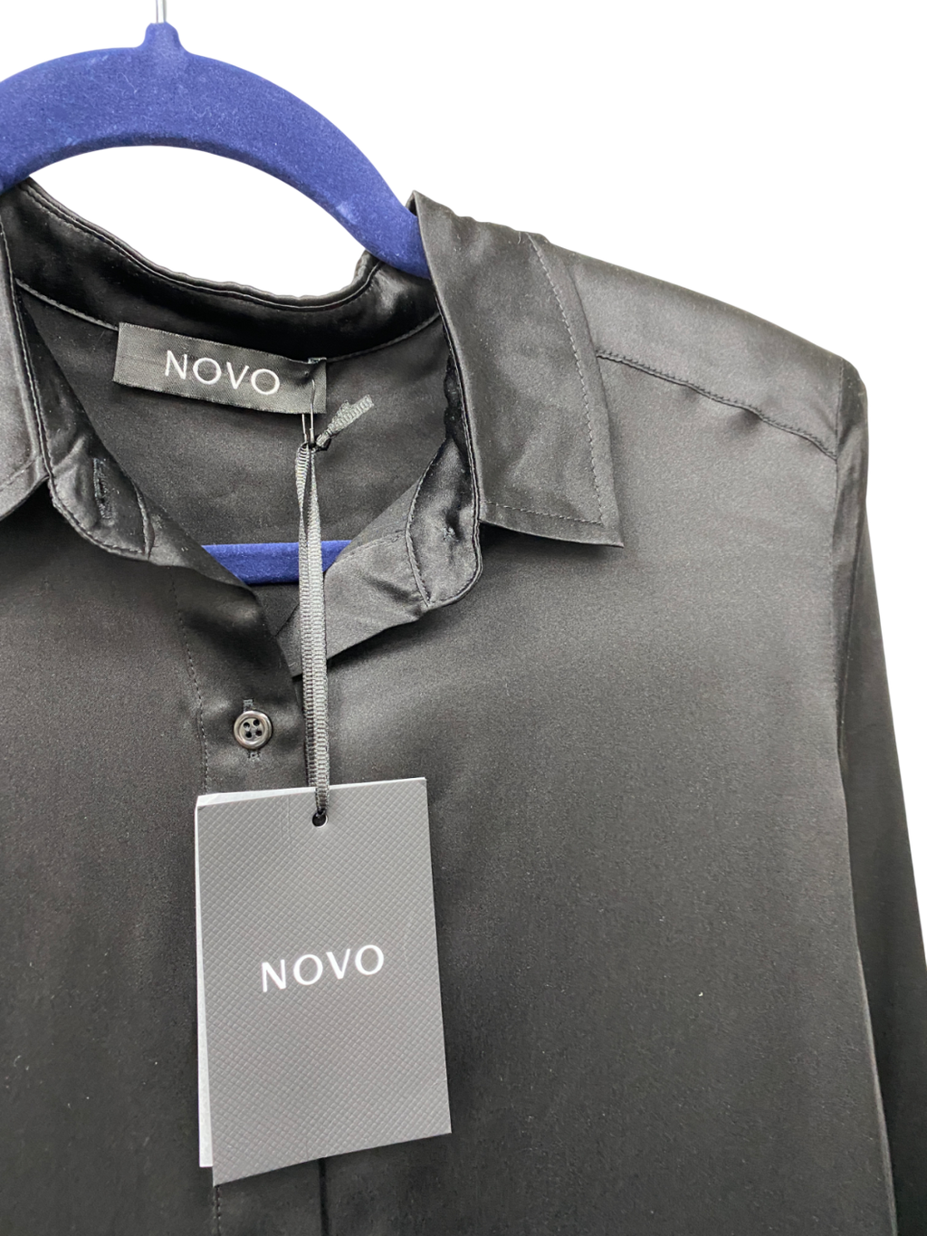 Novo Black Oversized Silk Shirt UK 6