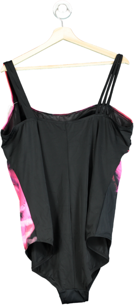 Ulla Popken Black/Pink Floral Swimsuit EU 62 UK XXXL
