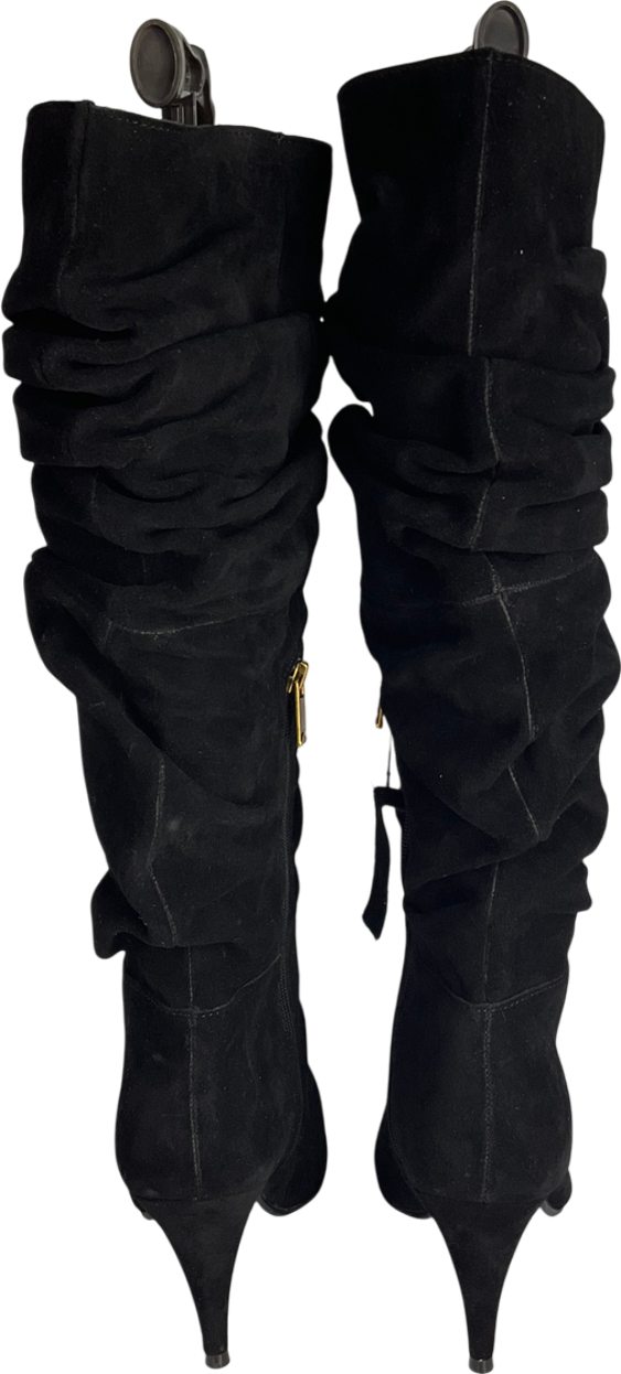 River Island Black Ruched Heel Boots UK 7 EU 41 👞