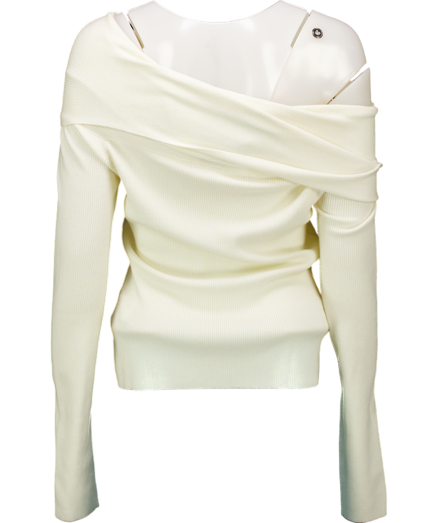 fabrique X Martina Albasini Cream Venus Convertible Off Shoulder Long Sleeve Top In Lyocell Blend UK M