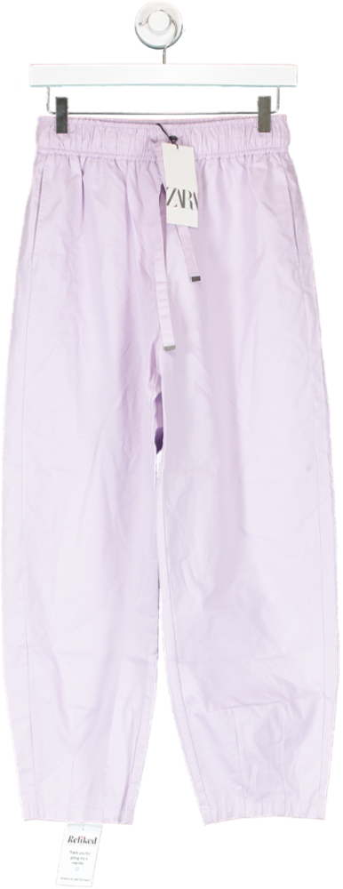 ZARA Purple Cotton Trousers UK XS
