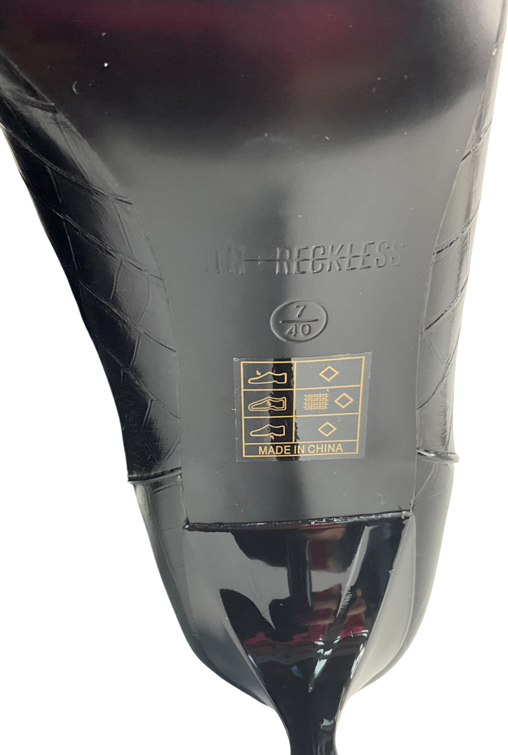 4th & Reckless Pointed Knee High Boots In Black Croc UK 7 EU 40 👠